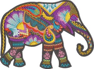 Wild and Free, machine embroidery designs, elephants, Sri Lanka, Udawalawe, artistic, decorative, patterns, beautiful, colouful, cushion, pillow, backpack, bag