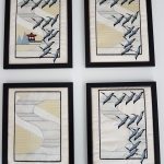 Ebb and Flow, machine embroidery designs, patterns, artistic, decorative, shirt, blouse, fashion, clothing, birds, flying birds, flock of birds, picture frame, oriental, asian inspired, pergoda, asian pergoda, asian temple, trees, wind, landscape, bird crane, picture, picture frame, wall hanging