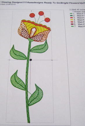 Wall Flowers Machine Embroidery Design Instructions